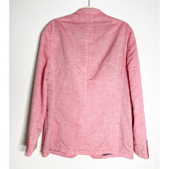 $300 NHP Pink Linen Blend Blazer Sports Coat Jacket Blazer 2 Button Size 44L - Picture 3 of 5